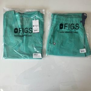 NWT FIGS WOMEN SET SURGICAL GREEN 2 POCKET & HIGH WAISTED ZAMORA JOGGERS SIZE XS